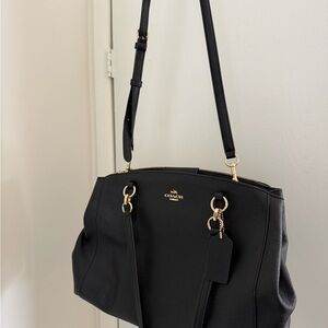 Coach Elegant Black Shoulder Bag with Gold Details